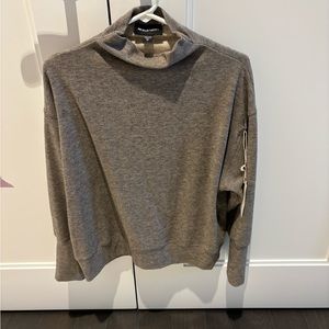 Fifteen twenty mock neck drop shoulder sweater taupe size M